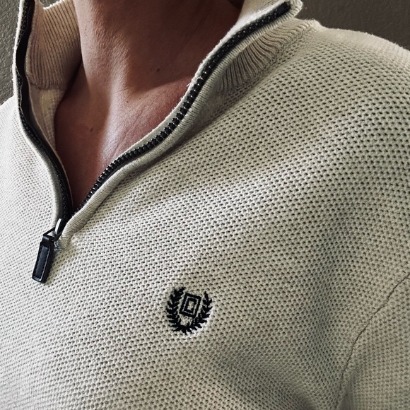 SOLD CHAPS Men’s Medium 3/4 Zip Cotton Sweater - Picture 6 of 8